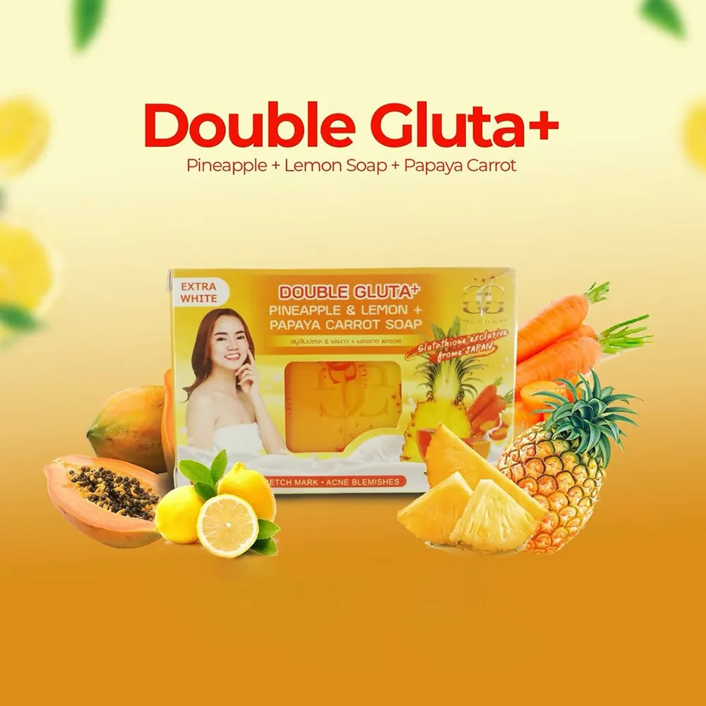 Double Gluta+ Pineapple & Lemon + Papaya Carrot Soap