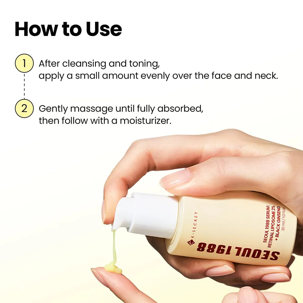 K-SECRET SEOUL 1988 Retinal Serum : Retinal Liposome 2% and 58% Black Ginseng 30 ml